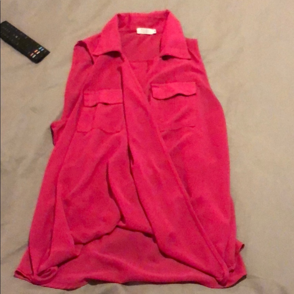 Pink sleeveless blouse